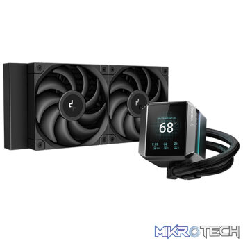 DeepCool Mystique 240BK All-In-One CPU Liquid Cooler With CPU Status Digital Display, Latest 5th Gen Pump With A-RGB LED Side And 2X 120mm FDB PWM Black Fans And Max. 280W TDP - Black Colour