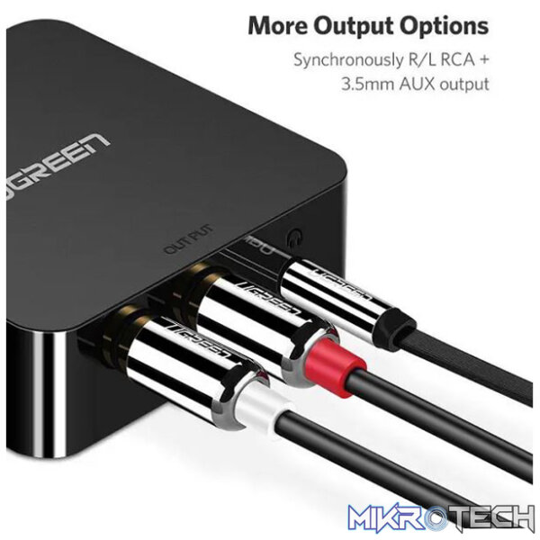 UGreen 30523 Toslink/Coaxial to Analogue Audio Adapter Simultaneously connect Toslink Digital Audio Signals to Analogue Stereo Audio Signals - Black Colour - Image 4