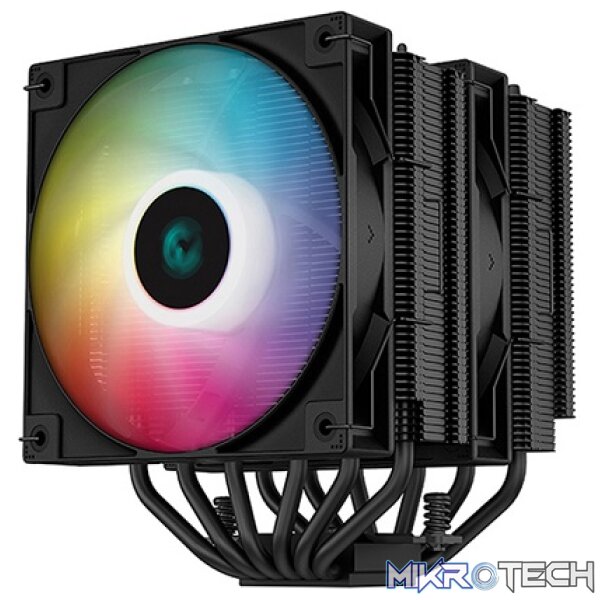 DeepCool AG620 BK ARGB Dual Tower CPU Air Cooler With 6X Balanced Bi-Directional Heatpipe Technology and 2X 120mm A-RGB Fans - Black Colour - Image 2