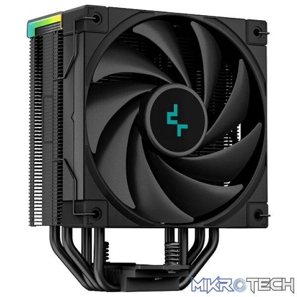 Product DeepCool AK400 Digital All-Black Single Tower CPU Air Cooler With 4X Copper HeatPipes And 1X 120mm PWM Low Noise FDB Fans And Low-Profile Magnetic Status LCD Display With ARGB LED Strips - Black Colour - Image 1