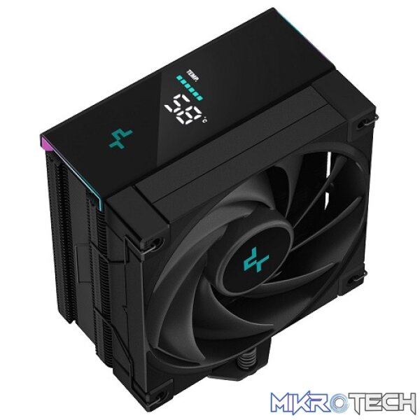 DeepCool AK400 Digital All-Black Single Tower CPU Air Cooler With 4X Copper HeatPipes And 1X 120mm PWM Low Noise FDB Fans And Low-Profile Magnetic Status LCD Display With ARGB LED Strips - Black Colour - Image 2