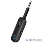 UGreen 80893 3.5mm Bluetooth 5.0 Compact Audio Transceiver RX/RX Adapter With Built-in Microphone and Pair 2X BT Devices Simultaneously - Black Colour