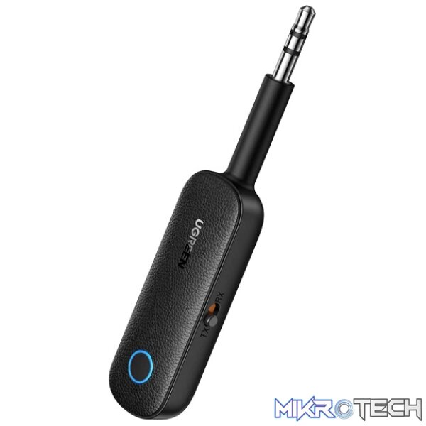 Product UGreen 80893 3.5mm Bluetooth 5.0 Compact Audio Transceiver RX/RX Adapter With Built-in Microphone and Pair 2X BT Devices Simultaneously - Black Colour - Image 1