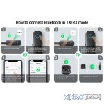 UGreen 80893 3.5mm Bluetooth 5.0 Compact Audio Transceiver RX/RX Adapter With Built-in Microphone and Pair 2X BT Devices Simultaneously - Black Colour - Image 4