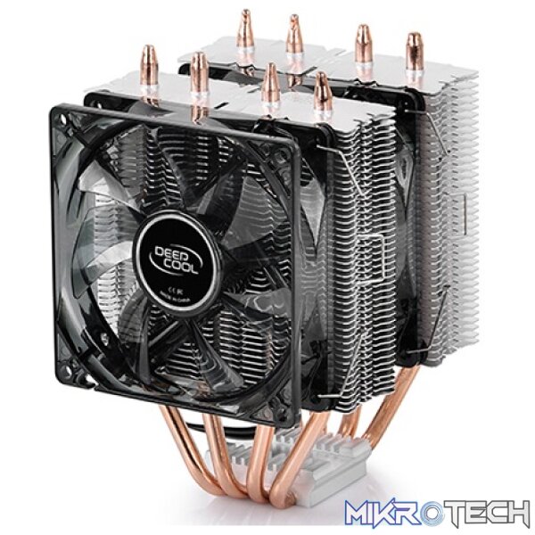 DeepCool Frostwin LED V2 CPU Air Cooler Twin-Tower Design and Blue LED Fan with PWM Function - Black Colour - Image 2