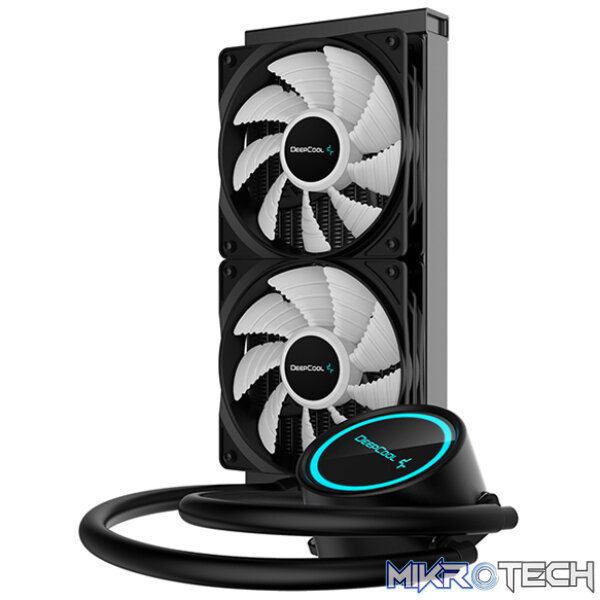 DeepCool GAMMAXX L240T CPU Liquid Cooler With Upgraded Anti-Leak Tech and 2X 120mm Blue LED PWM Fans and 240mm Radiator - Black Colour - Image 2