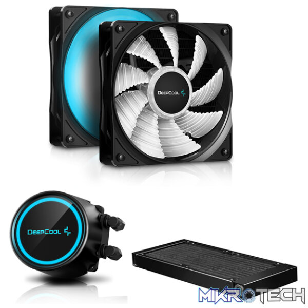 DeepCool GAMMAXX L240T CPU Liquid Cooler With Upgraded Anti-Leak Tech and 2X 120mm Blue LED PWM Fans and 240mm Radiator - Black Colour - Image 3
