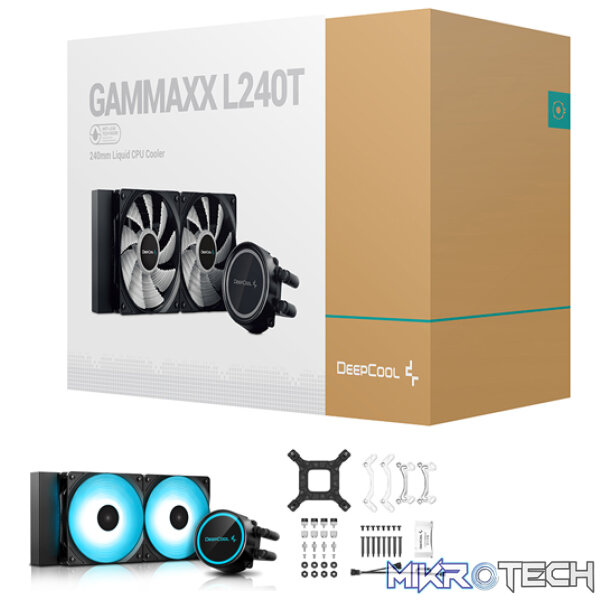 DeepCool GAMMAXX L240T CPU Liquid Cooler With Upgraded Anti-Leak Tech and 2X 120mm Blue LED PWM Fans and 240mm Radiator - Black Colour - Image 4