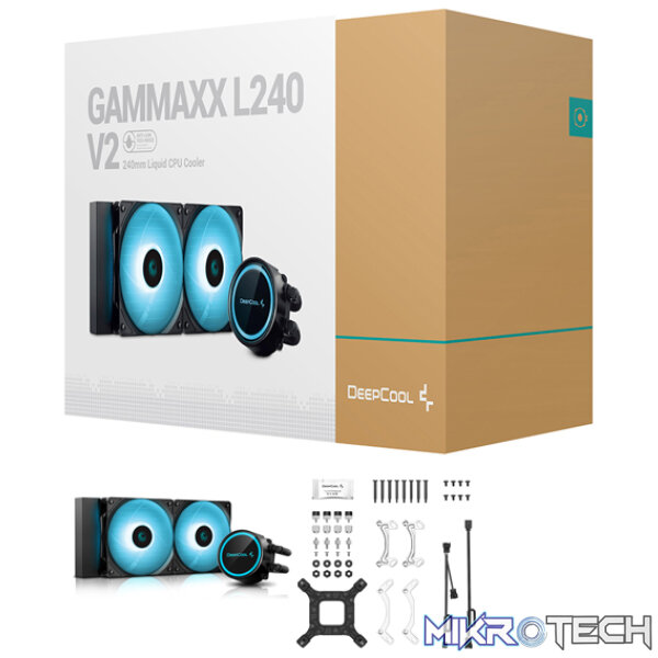 DeepCool GAMMAXX L240 V2 CPU Liquid Cooler With Anti-Leak Tech, New Water-Black And 2X 120mm RGB Fans, Built-In 12V RGB Lighting System With 6X Ultra-Bright RGB LEDs On Each Fan - Black Colour - Image 3