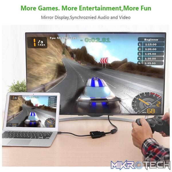UGreen 10459 Mini DisplayPort Male to VGA W/O Audio Female Adapter with Gold-Plated Connectors & Supports Resolution up to 1080P@60Hz - Black Colour - Image 2