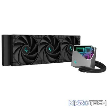 DeepCool Infinity Series LT720 Black High Performance All-In-One Liquid CPU Cooler With 360mm Size Radiator, 3X FK120MM FDB ARGB Black Fans And Anti-Leak Tech - Black Colour