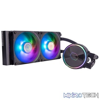 Cooler Master MasterLiquid PL240 Flux CPU Liquid Cooling With 240mm Low-Profile Radiator and Dual Loop ARGB Pump - Black Colour