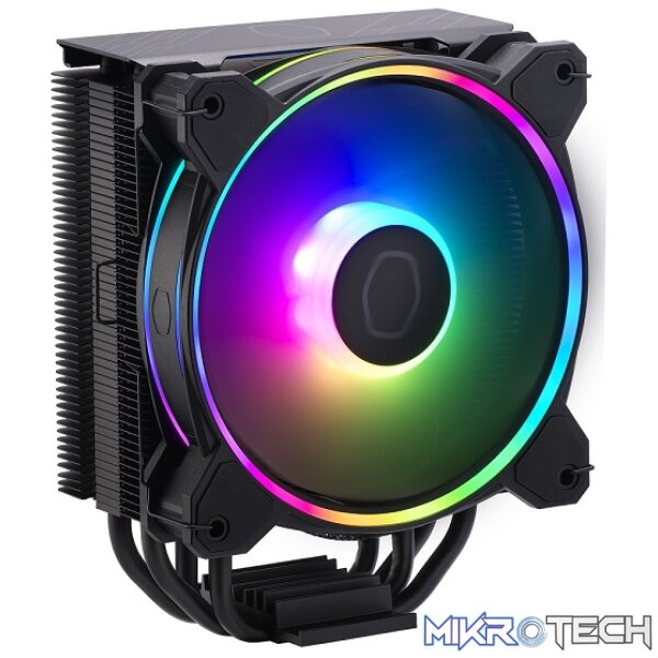 Product Cooler Master Hyper 212 Halo Black ARGB Gen2 CPU Air Cooler With 4X Direct Contact Jet-Black Aluminium Heat Pipes And 1X 120mm Rifle Bearing PWM Fan - Black Colour - Image 1
