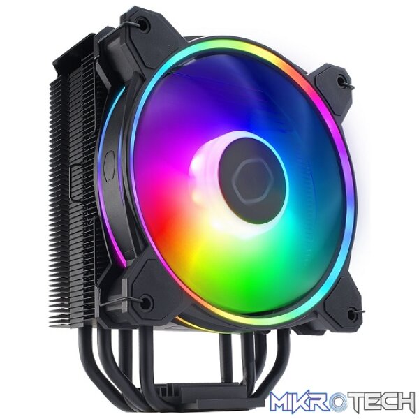 Cooler Master Hyper 212 Halo Black ARGB Gen2 CPU Air Cooler With 4X Direct Contact Jet-Black Aluminium Heat Pipes And 1X 120mm Rifle Bearing PWM Fan - Black Colour - Image 2