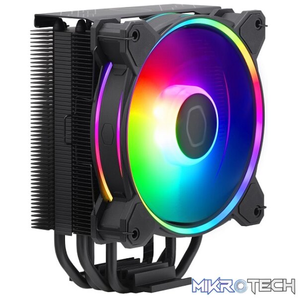 Cooler Master Hyper 212 Halo Black ARGB Gen2 CPU Air Cooler With 4X Direct Contact Jet-Black Aluminium Heat Pipes And 1X 120mm Rifle Bearing PWM Fan - Black Colour - Image 4