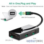 UGreen 20418 Mini DisplayPort Male To HDMI 4K@30Hz / VGA+ DVI-D(24+1)1080P@60Hz Female Adapter With Gold-Plated Connectors And Thunderbolt 2 Interface Compatibility - Black Colour - Image 2