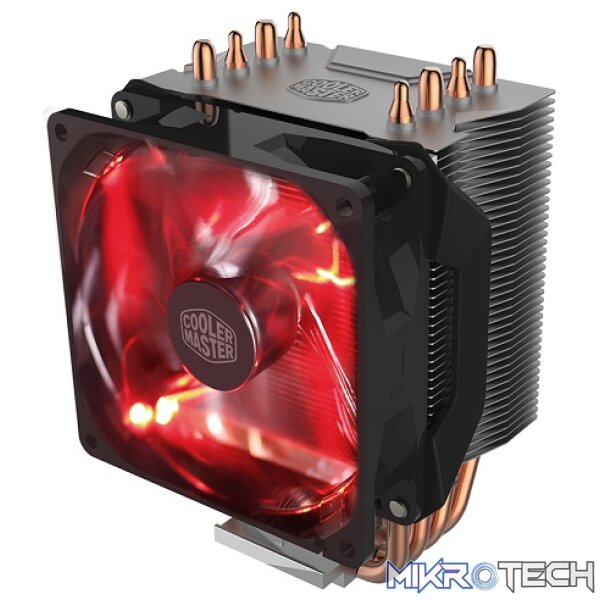 Cooler Master Hyper 410R CPU Air Cooler With 4X Direct Contact Heatpipes, 92mm PWM Red LED Fan And Outstanding Performance For SFF Cases - Black Colour - Image 3