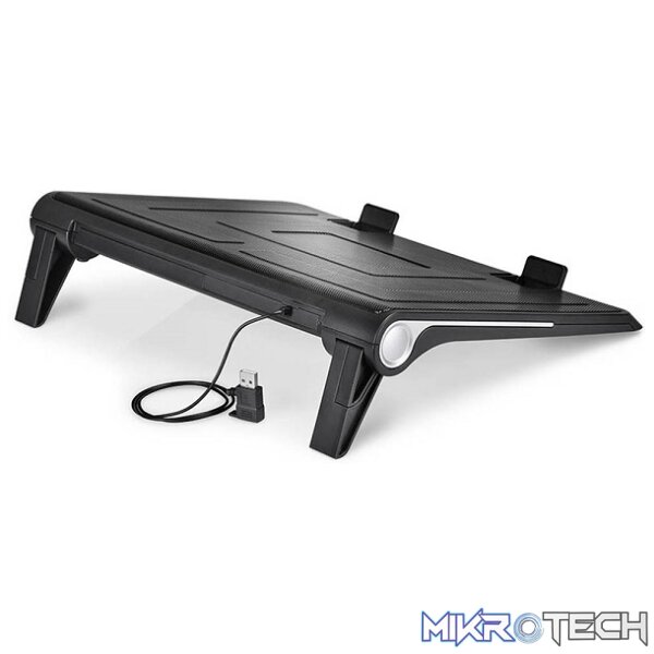 DeepCool N180FS 17" Notebook Cooler With Metal Mesh Front Panel, Massive 180mm Fan and Angle Adjustable with USB Passthrough - Black Colour - Image 2