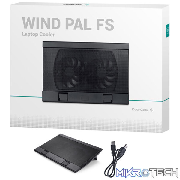 DeepCool WindPal-FS 17" Portable And Slim Design Notebook Cooler With Dual 140mm Fans And 2x Built-in USB2.0 Ports - Black Colour - Image 5