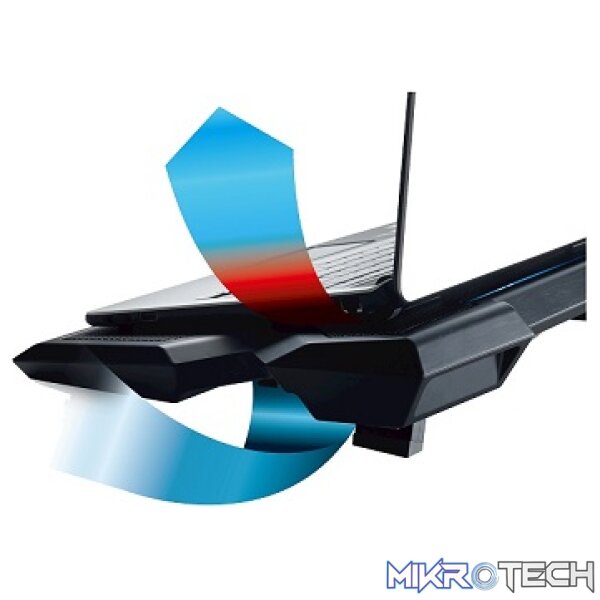 Cooler Master NotePal X3 17" Notebook Cooler With Upgraded 200mm Blue LED Fan And Unique Front Vent Hand Dryer Design, High-Grade Glossy UV Coating And Adjustable Height Settings For Typing / Viewing - Black Colour - Image 3