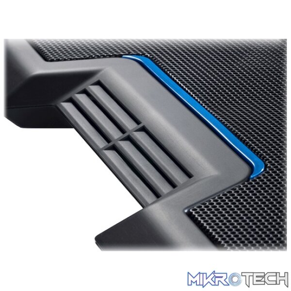 Cooler Master NotePal X3 17" Notebook Cooler With Upgraded 200mm Blue LED Fan And Unique Front Vent Hand Dryer Design, High-Grade Glossy UV Coating And Adjustable Height Settings For Typing / Viewing - Black Colour - Image 4