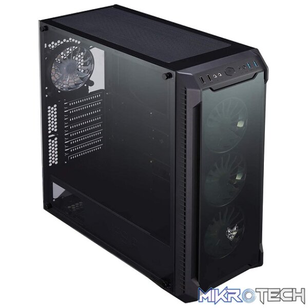 FSP CMT520 Plus ATX Gaming Chassis With 4X 120mm Addressable RGB LED Fans Pre-Installed And Supports Up To 3X 120mm / 140mm Fans - Black Colour - Image 3