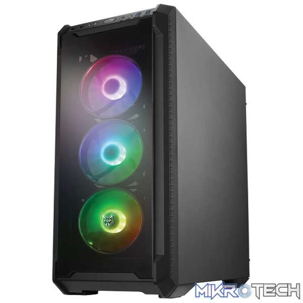 FSP CMT520 Plus ATX Gaming Chassis With 4X 120mm Addressable RGB LED Fans Pre-Installed And Supports Up To 3X 120mm / 140mm Fans - Black Colour - Image 4