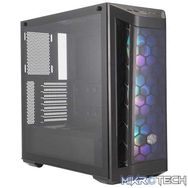 Cooler Master MasterBox MB511D ATX Tower Case With Mesh Geode Front Panel, 2X USB-A V3.2 Gen1, 3X 120MM Pre-Installed ARGB Fan And Tempered Glass Side Panel - Black Colour - Image 4
