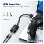 UGreen 30724 USB2.0 A Male To 3.5mm AUX External Sound 15cm Cabled Adapter For 3.5mm Audio And Microphone (TRS) Connections - Black Colour - Image 2