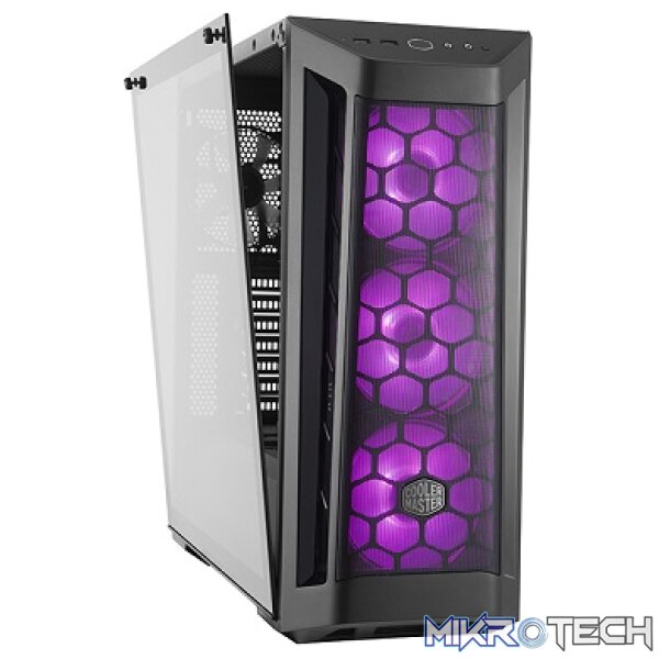 Cooler Master MasterBox MB511 ATX Mid-Tower Case With Tempered Glass Side Panel And Three 120mm RGB LED Fans Pre-Installed - Black Colour - Image 2