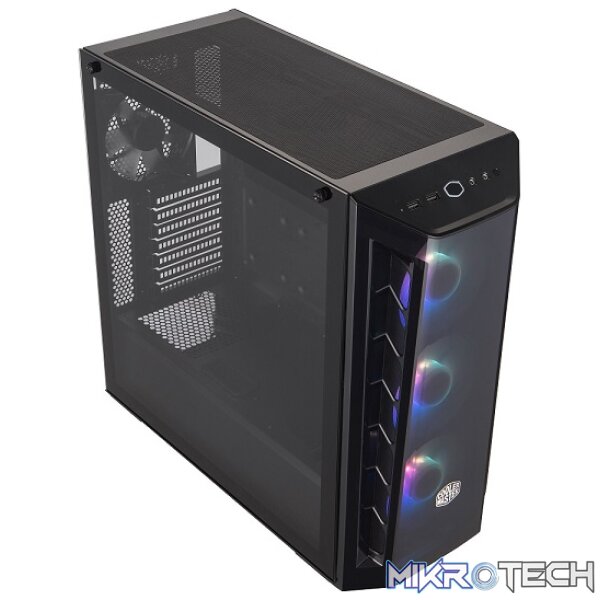 Cooler Master MasterBox MB520 Black ATX Tower Case With DarkMirror Front Panel, 2X USB-A V3.2 Gen1, 3X 120MM Pre-Installed ARGB Fan And Tempered Glass Side Panel - Black Colour - Image 4