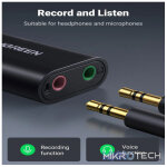 UGreen 30724 USB2.0 A Male To 3.5mm AUX External Sound 15cm Cabled Adapter For 3.5mm Audio And Microphone (TRS) Connections - Black Colour - Image 5