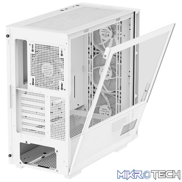 DeepCool CH560 Digital ATX Mesh Front Mid-Tower With Built-in Dual Status Digital LCD Display And 3X Front 140mm + 1X Rear 120mm ARGB Fans And Tempered Glass Side Panel - White Colour - Image 3