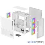 DeepCool CH560 Digital ATX Mesh Front Mid-Tower With Built-in Dual Status Digital LCD Display And 3X Front 140mm + 1X Rear 120mm ARGB Fans And Tempered Glass Side Panel - White Colour - Image 4