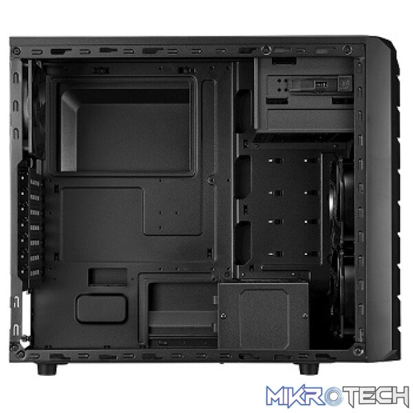 Cooler Master CMP500 ATX Mid-Tower Case With Built-In Elite 600W Power Supply And 2X 120MM RED LED Front Fans Plus 1X 120MM Black Rear Fan And Left Transparent Windowed Side Panel - Black Colour - Image 2