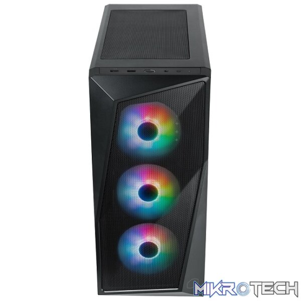 Cooler Master CMP520 ATX Tower Case With Built-in Elite Nex PN600W 230V Power Supply With Mesh Geode Front Panel And 3X 120mm ARGB Fans Plus 1X 120mm Black Fan Pre-Installed - Black Colour - Image 4