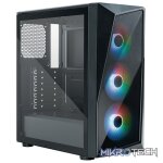 Cooler Master CMP520 ATX Tower Case With Mesh Geode Front Panel, 1X USB-A V3.2 Gen1, 3X 120MM Pre-Installed CF120 ARGB Fan And Tempered Glass Side Panel - Black Colour