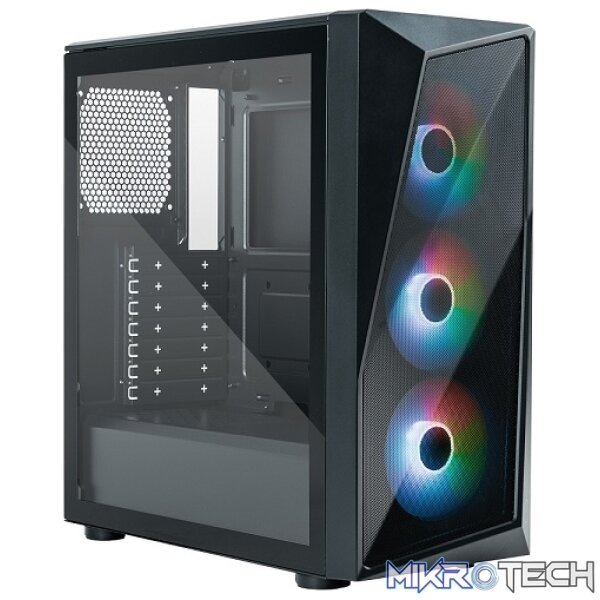 Product Cooler Master CMP520 ATX Tower Case With Mesh Geode Front Panel, 1X USB-A V3.2 Gen1, 3X 120MM Pre-Installed CF120 ARGB Fan And Tempered Glass Side Panel - Black Colour - Image 1