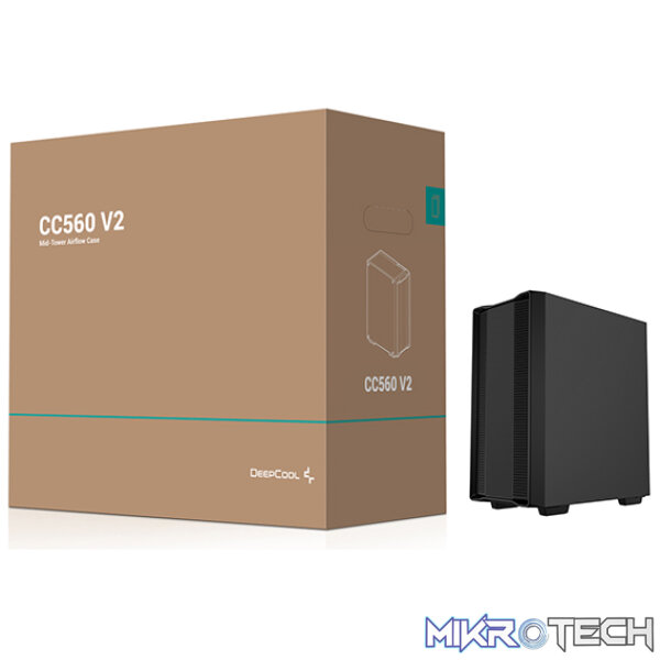 DeepCool CC560BK-V2 ATX Mid-Tower Case With 4X Pre-Installed 120mm LED Fans And Full-Sized Tempered Glass Side-Panel And Well-Ventilated Front Panel Design - Black Colour - Image 5