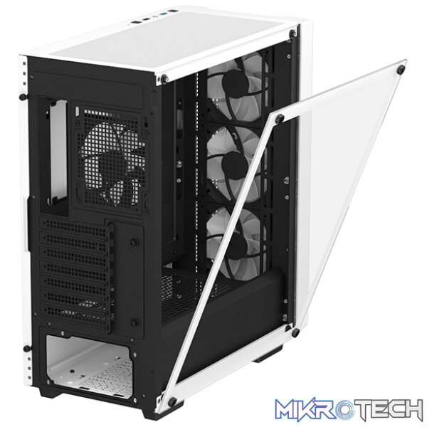 DeepCool CC560WH-V2 ATX Mid-Tower Case With 4X Pre-Installed 120mm LED Fans And Full-Sized Tempered Glass Side-Panel And Well-Ventilated Front Panel Design - White Colour - Image 4