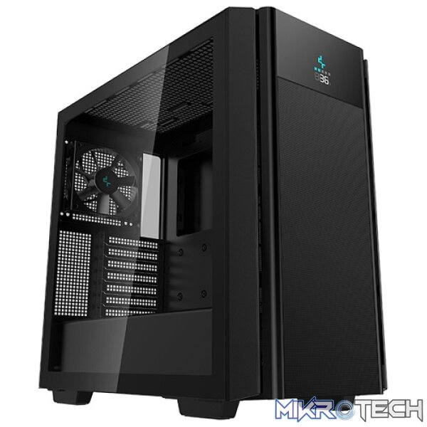 Product DeepCool CH510 Mesh Digital ATX Mid-Tower Case With Built-In Digital Display, 1X 120mm (Rear) Fan Pre-Installed And 1X USB-C Connection And Tempered Glass Side Panel - Black Colour - Image 1