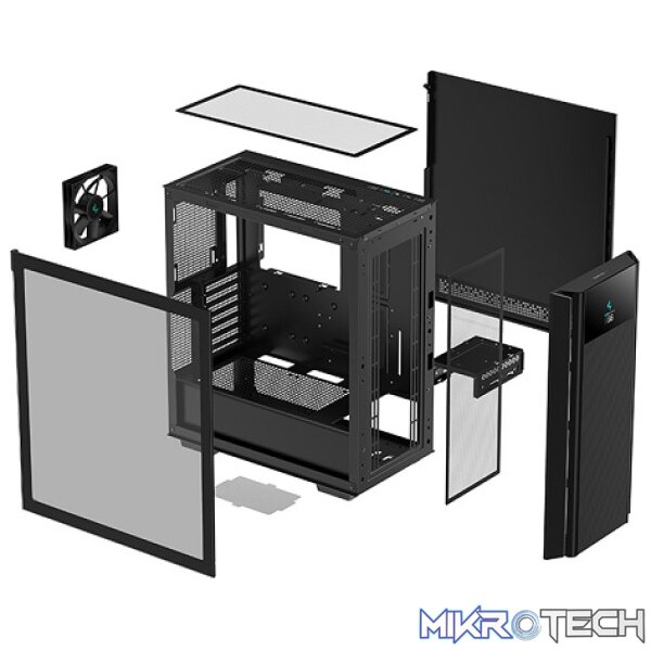 DeepCool CH510 Mesh Digital ATX Mid-Tower Case With Built-In Digital Display, 1X 120mm (Rear) Fan Pre-Installed And 1X USB-C Connection And Tempered Glass Side Panel - Black Colour - Image 4