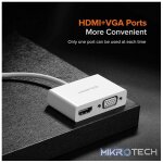 UGreen 30843 USB-C Male to HDMI (W/Aud) & VGA (W/O Aud) Female Adapter with Solid Nickle-Plated Connecor and Supports Resolution up to 1080P@60Hz - White Colour - Image 4