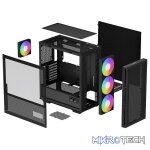 DeepCool CH560 Digital ATX Mesh Front Mid-Tower With Built-in Dual Status Digital LCD Display And 3X Front 140mm + 1X Rear 120mm ARGB Fans And Tempered Glass Side Panel - Black Colour - Image 4