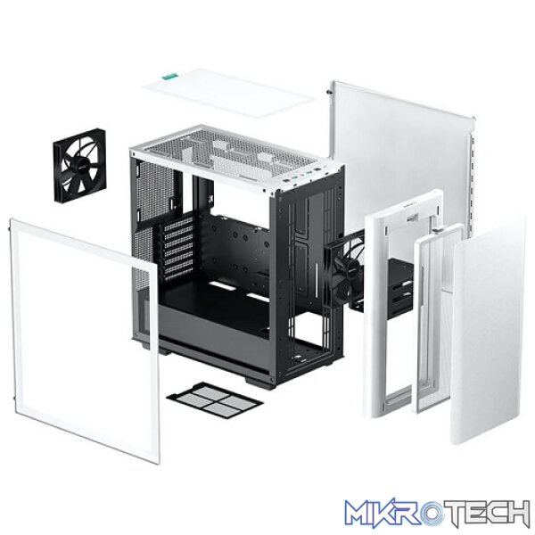 DeepCool CK500 E-ATX Mid-Tower Case With 2X Pre-Installed 140mm Performance Front+Rear Fans And Full-Sized Tempered Glass Side Panel - White Colour - Image 3
