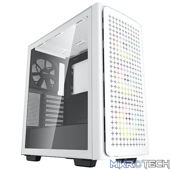 Product DeepCool CK560 E-ATX Mid-Tower Case With 3X 120mm ARGB Front Fans + 1X 140mm Rear Fan & Full-sized Tempered Glass Panel - White Colour - Image 1
