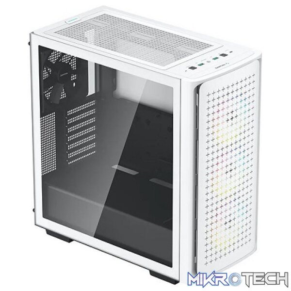 DeepCool CK560 E-ATX Mid-Tower Case With 3X 120mm ARGB Front Fans + 1X 140mm Rear Fan & Full-sized Tempered Glass Panel - White Colour - Image 2