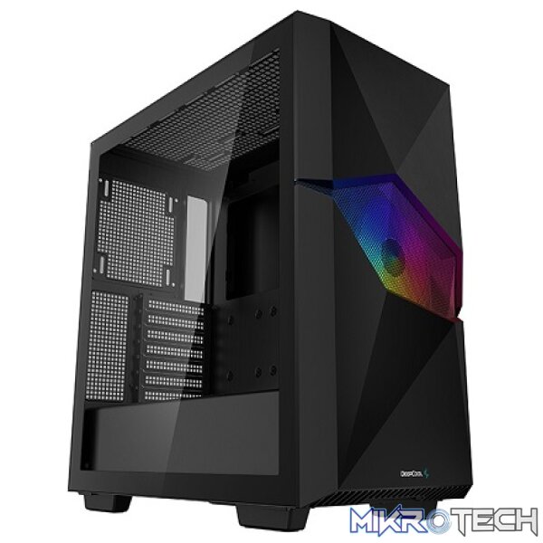 Product DeepCool Cyclops ATX Mid-Tower With Top I/O Panel Including 1X USB3.0 And 1X USB-C Port And 1X Front CF120MM ARGB Fan And Tempered Glass Side Panel - Black Colour - Image 1