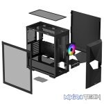 DeepCool Cyclops ATX Mid-Tower With Top I/O Panel Including 1X USB3.0 And 1X USB-C Port And 1X Front CF120MM ARGB Fan And Tempered Glass Side Panel - Black Colour - Image 4