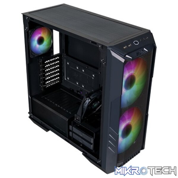 Cooler Master HAF 500 ATX Mid-Tower Gaming Chassis WIth Tempered Glass Side Panel And Dual 200mm ARGB Front Fans - Black Colour - Image 2